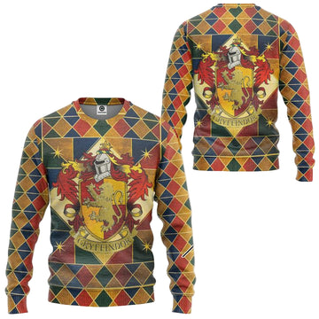 Harry Potter Gryffindor House Argyle Pattern Ugly Christmas Sweater ? Usalast
