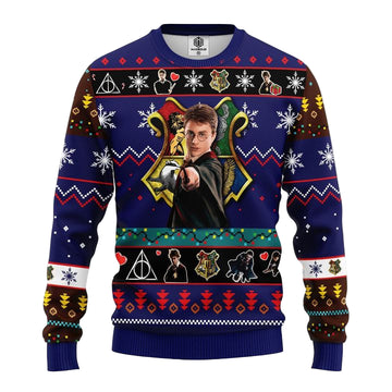 Harry Potter Ugly Christmas Sweater Blue 1- Amazing Gift Idea Thanksgiving Gift ? Usalast