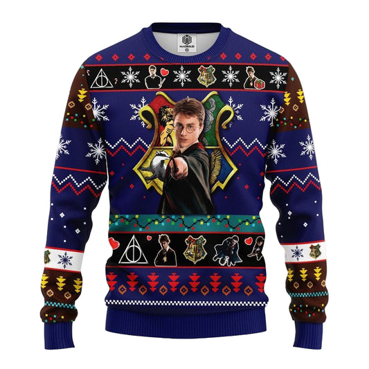 Harry Potter Ugly Christmas Sweater Blue 1- Amazing Gift Idea Thanksgiving Gift ? Usalast