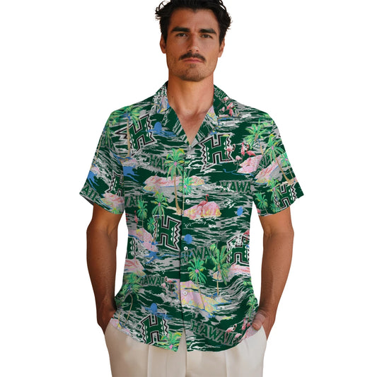 Hawaii Rainbow Warriors Flamingo Retreat 2026 Hawaiian Shirt – Moonbestprint