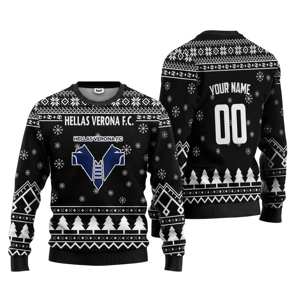 Hellas Verona FC Personalized Ugly Christmas Sweater Black Version ? Usalast