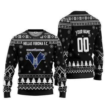 Hellas Verona FC Personalized Ugly Christmas Sweater Black Version ? Usalast