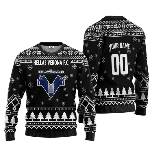 Hellas Verona FC Personalized Ugly Christmas Sweater Black Version ? Usalast