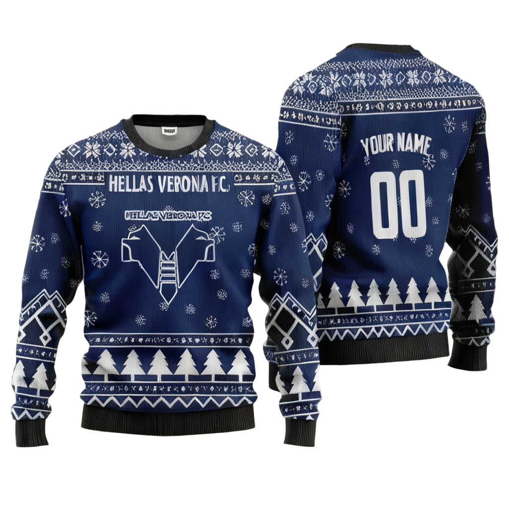 Hellas Verona FC Personalized Ugly Christmas Sweater Blue Version ? Usalast