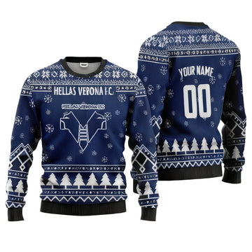 Hellas Verona FC Personalized Ugly Christmas Sweater Blue Version ? Usalast