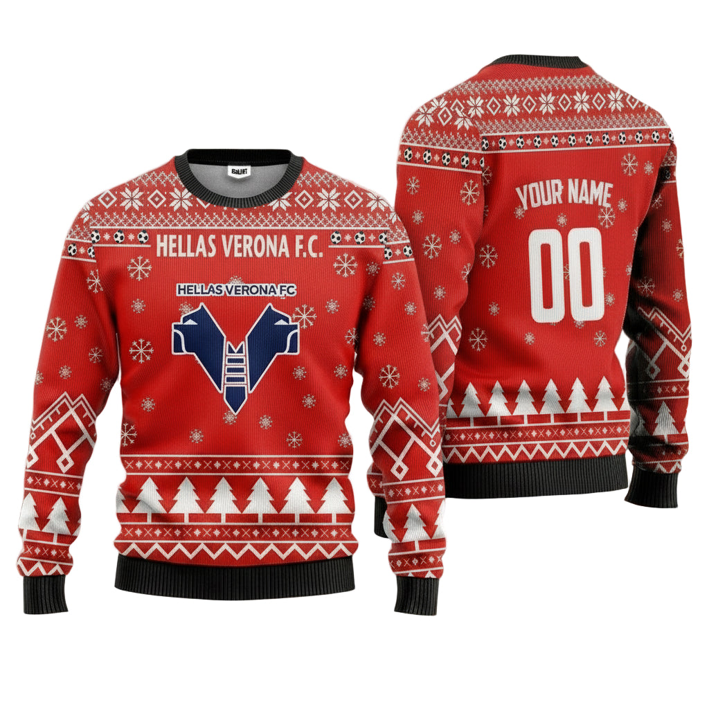Hellas Verona FC Personalized Ugly Christmas Sweater Red Version ? Usalast
