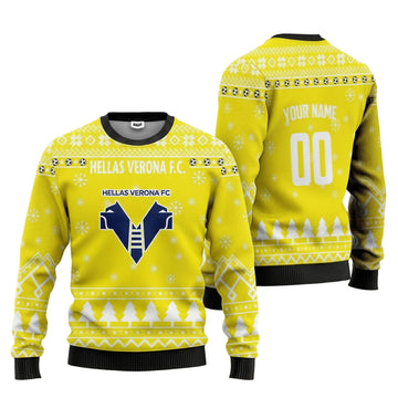 Hellas Verona FC Personalized Ugly Christmas Sweater Yelllow Version ? Usalast