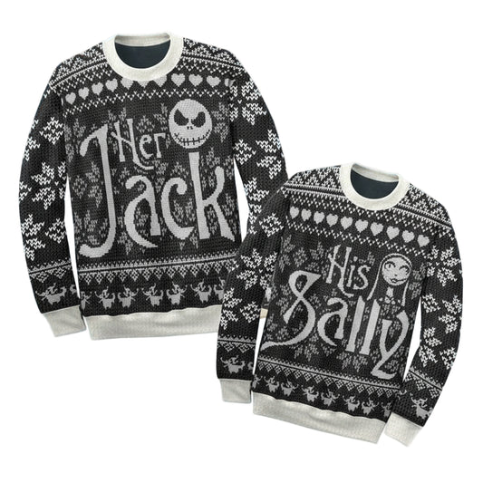 Her Jack And His Sally Couple Jack Sally 3d Ugly Christmas Sweater ? Usalast
