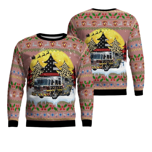 Highlands County Fire Rescue Christmas AOP Sweater ? OX21 ? Usalast