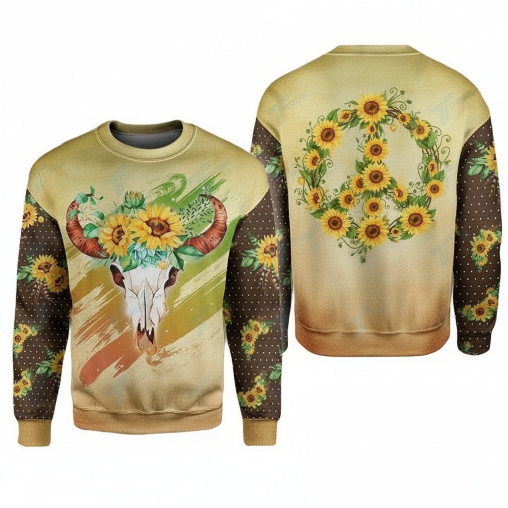 Hippie Sunflower 3D All Over Printed Shirt Sweater Hoodie Bomber Jacket Size S ? 5Xl ? Usalast