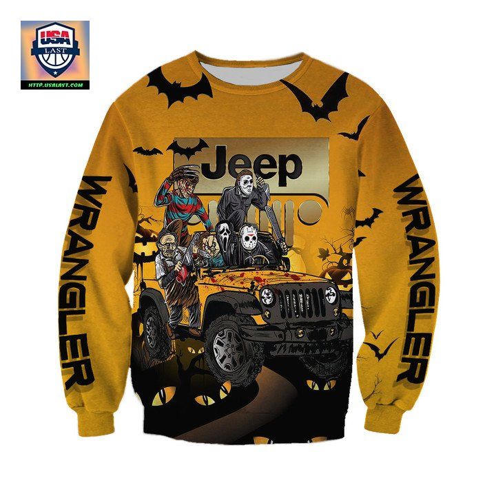 Horor Characters Drive Jeep Halloween 3D Sweater ? Usalast