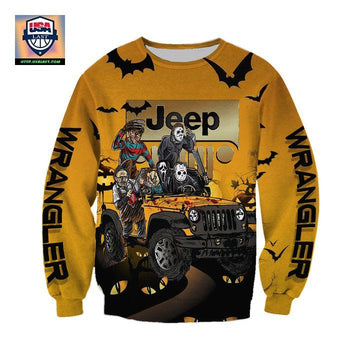 Horor Characters Drive Jeep Halloween 3D Sweater ? Usalast