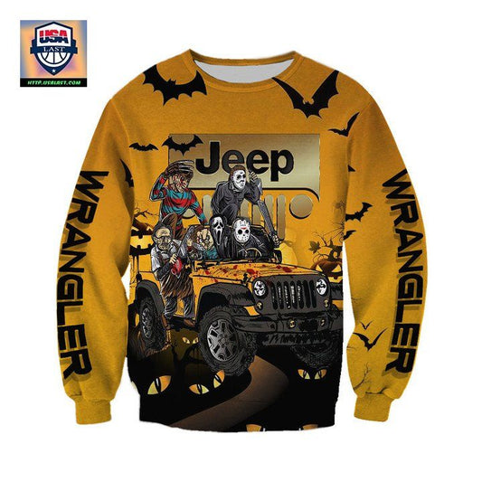 Horor Characters Drive Jeep Halloween 3D Sweater ? Usalast