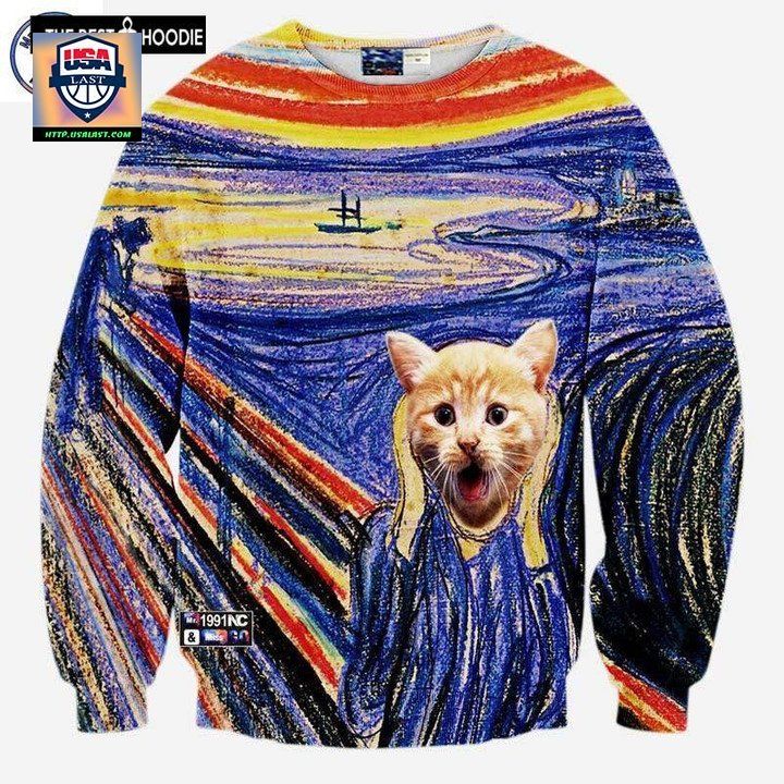 Hot Model Men Women Hoodies Funny Print Animals Cat Colorful Striped 3D Sweaters Autumn Tops Sh5510 ? Usalast