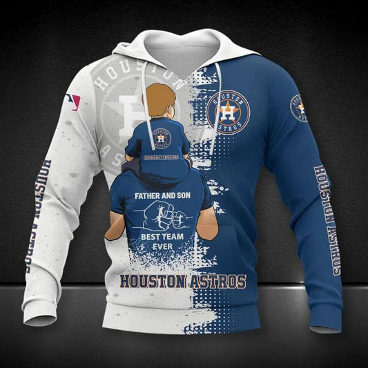 Houston Astros Dad And Son MLB All Over Print Hoodie -Moonbestprint