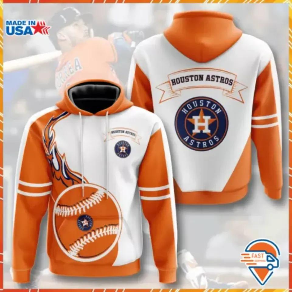 Houston Astros Flame Balls 3D MLB All Over Print Hoodie -Moonbestprint