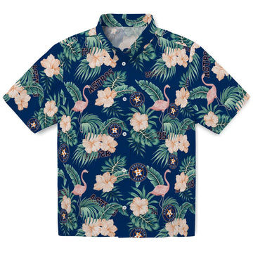 Houston Astros Hawaiian Shirt - Flamingo and Hibiscus | Moonbestprint