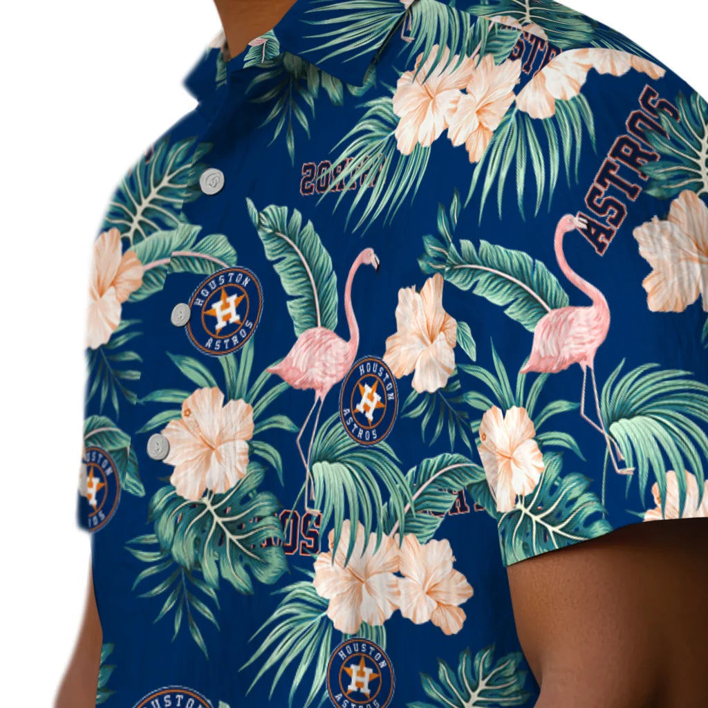 Houston Astros Hawaiian Shirt - Flamingo and Hibiscus | Moonbestprint