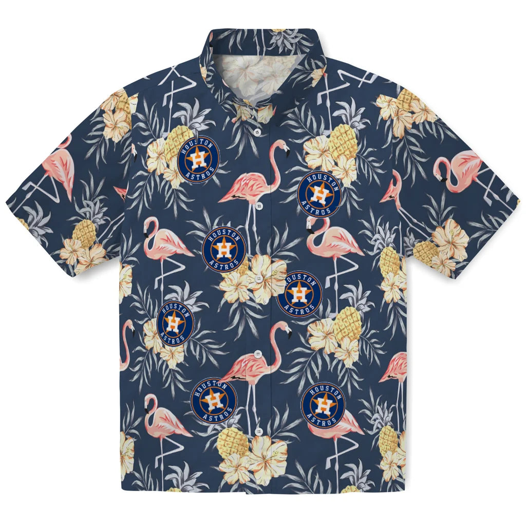 Houston Astros Hawaiian Shirt - Flamingo Hibiscus | Moonbestprint