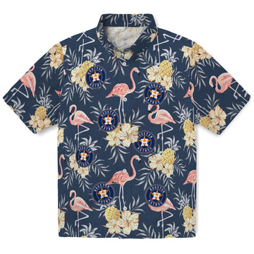 Houston Astros Hawaiian Shirt - Flamingo Hibiscus | Moonbestprint