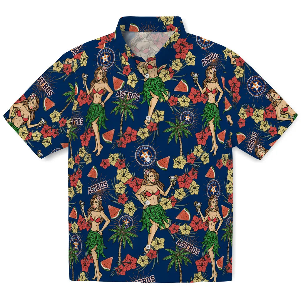 Houston Astros Hawaiian Shirt - Hawaiian Girls Design | Moonbestprint