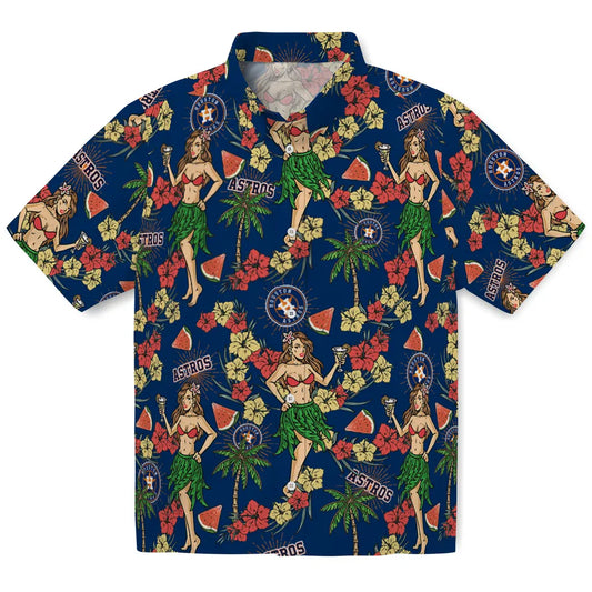 Houston Astros Hawaiian Shirt - Hawaiian Girls Design | Moonbestprint