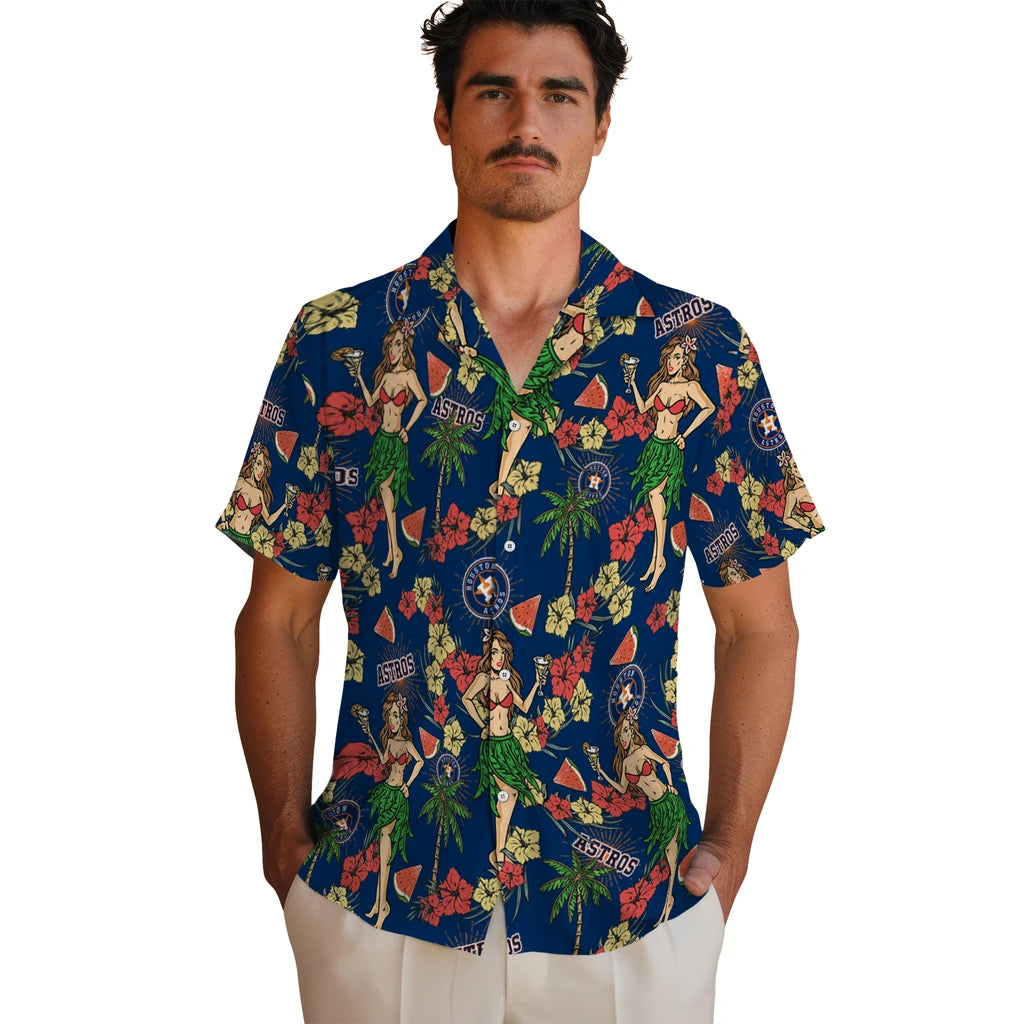 Houston Astros Hawaiian Shirt - Hawaiian Girls Design | Moonbestprint