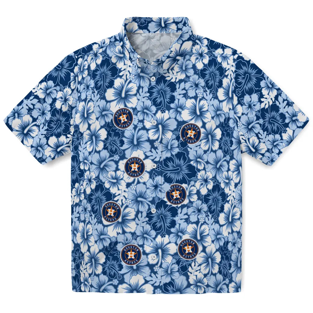 Houston Astros Hawaiian Shirt - Hibiscus Blooms | Moonbestprint