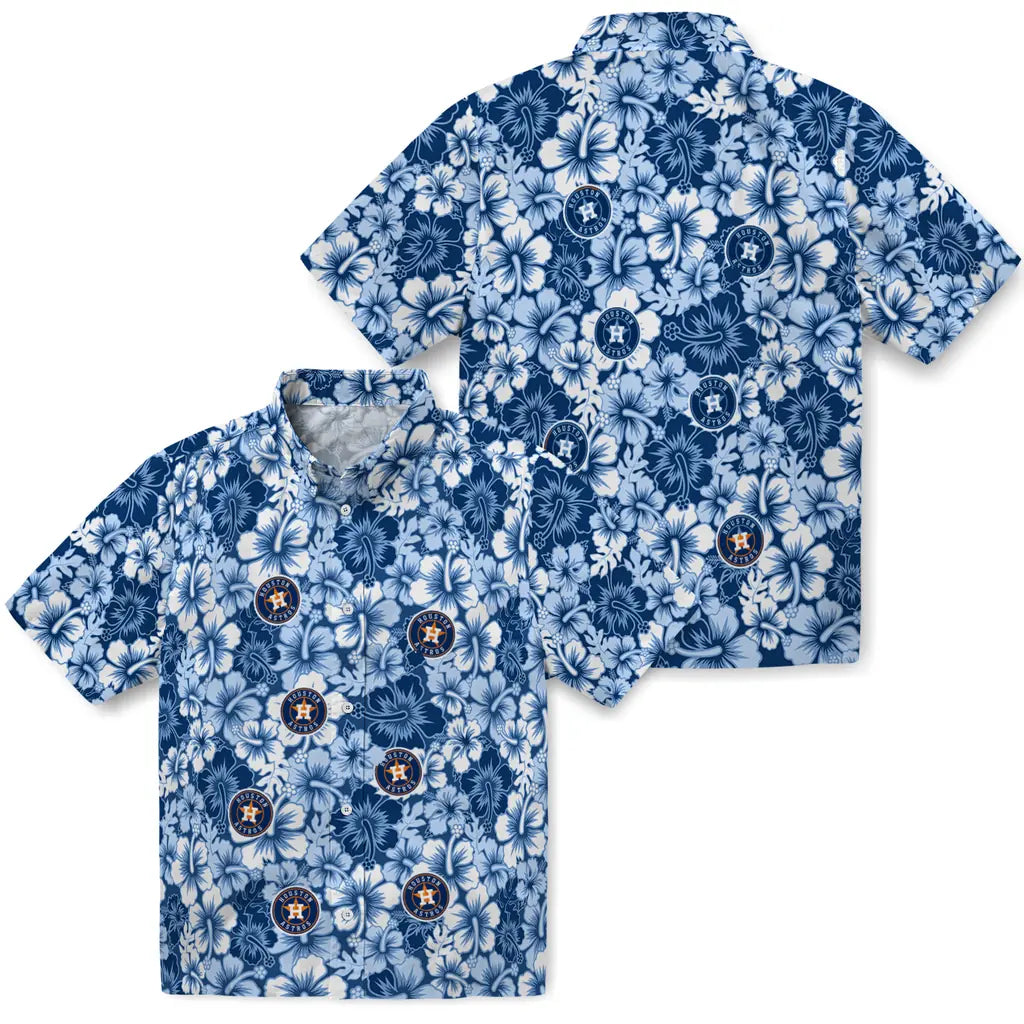 Houston Astros Hawaiian Shirt - Hibiscus Blooms | Moonbestprint