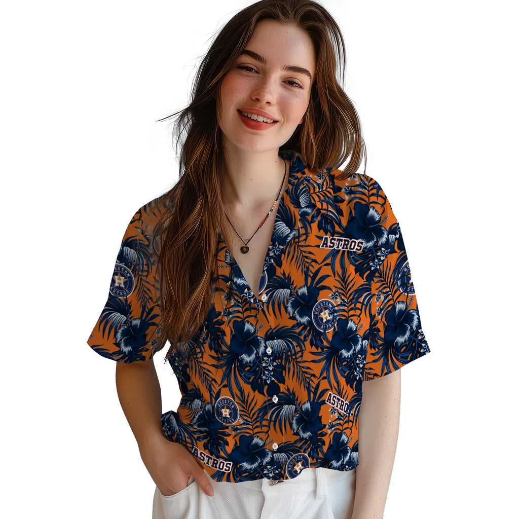 Houston Astros Hawaiian Shirt - Hibiscus Exotic | Moonbestprint