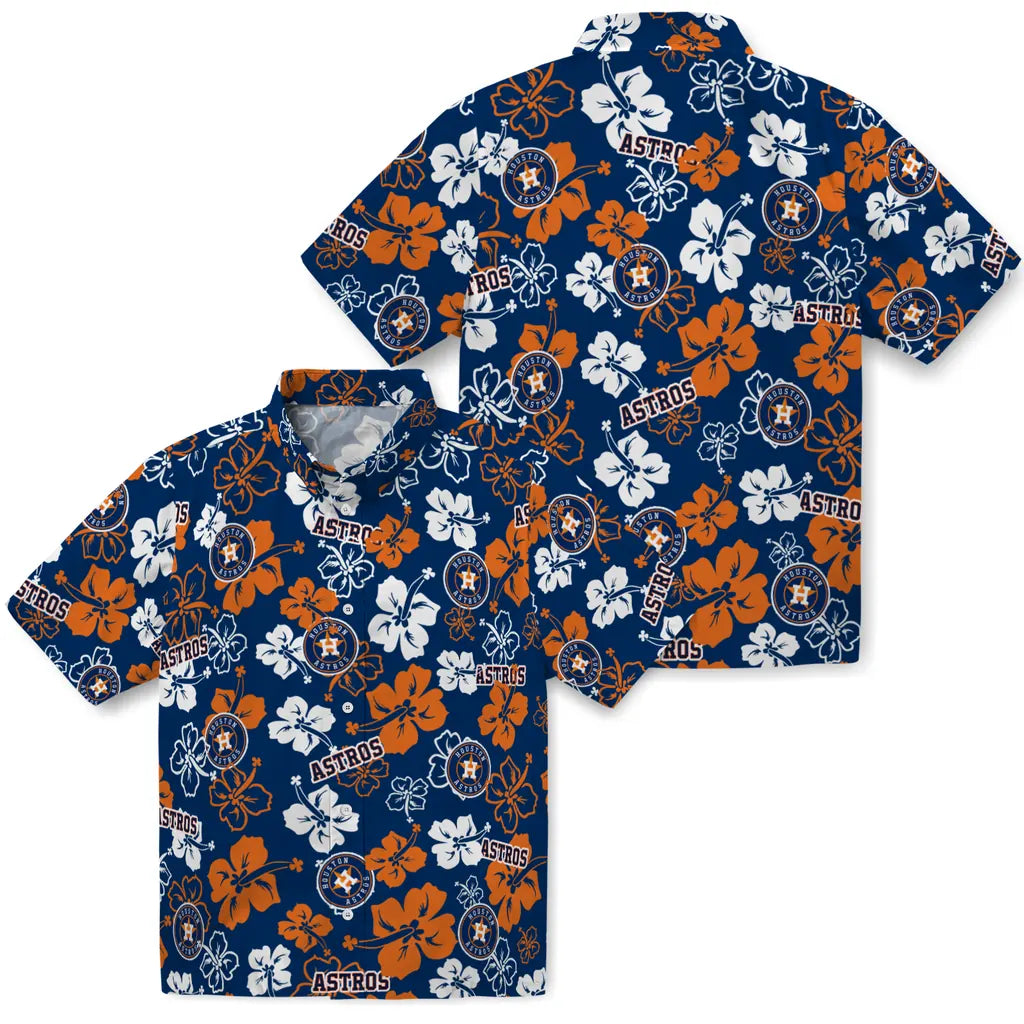 Houston Astros Hawaiian Shirt - Hibiscus Flower Design | Moonbestprint
