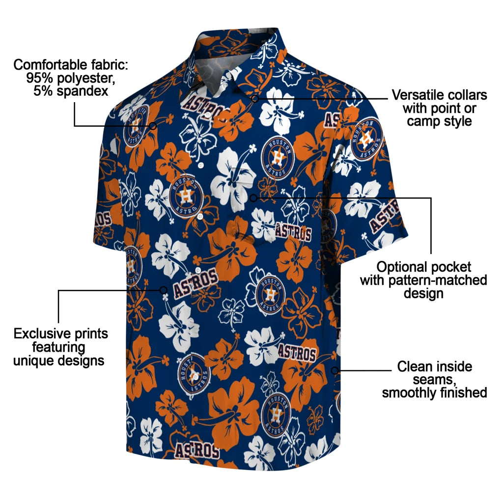 Houston Astros Hawaiian Shirt - Hibiscus Flower Design | Moonbestprint