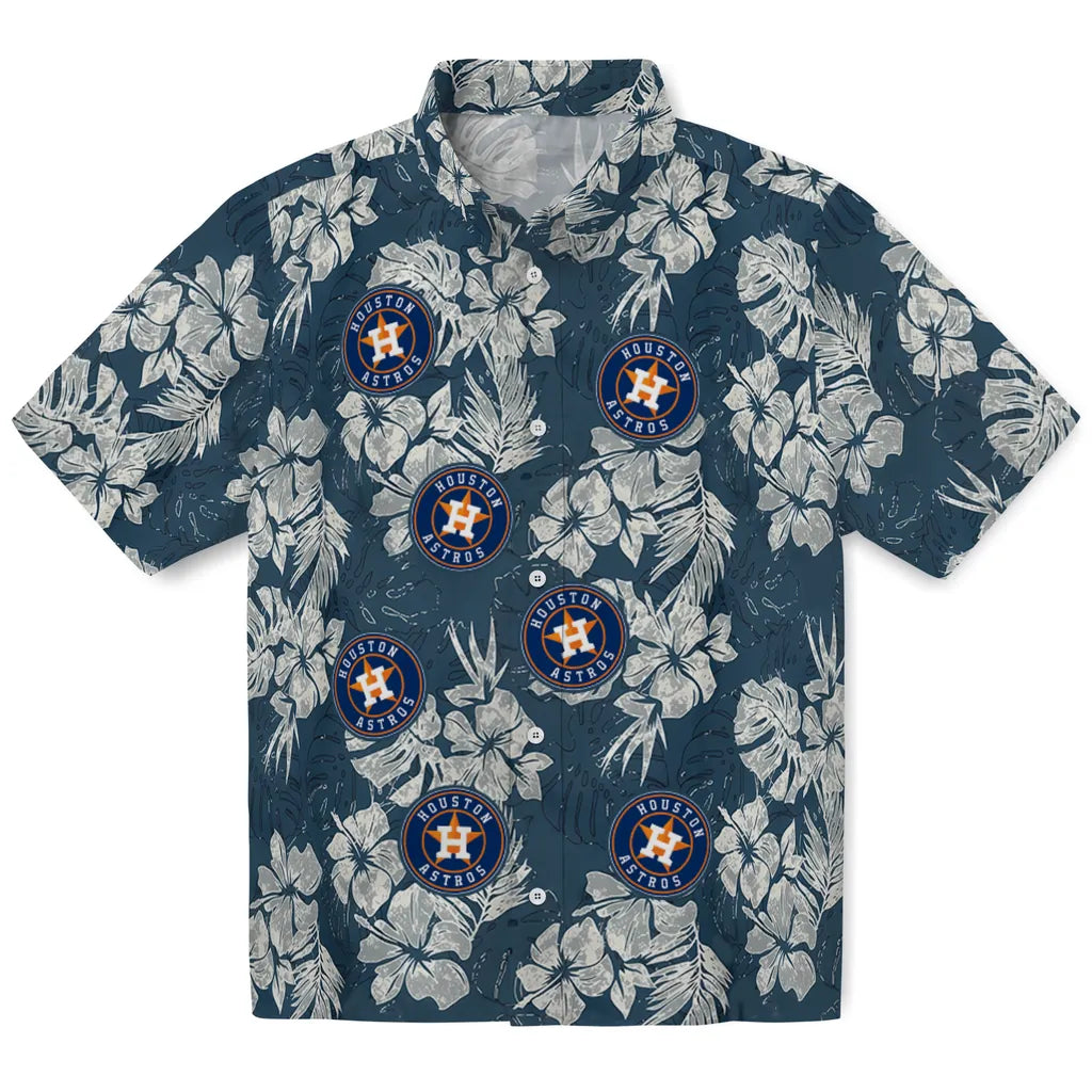 Houston Astros Hawaiian Shirt - Hibiscus Flowers | Moonbestprint