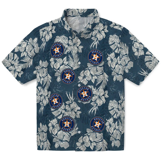 Houston Astros Hawaiian Shirt - Hibiscus Flowers | Moonbestprint