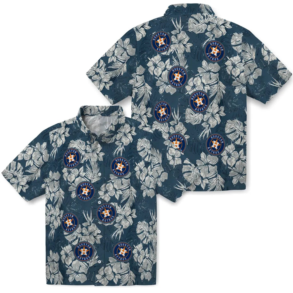 Houston Astros Hawaiian Shirt - Hibiscus Flowers | Moonbestprint