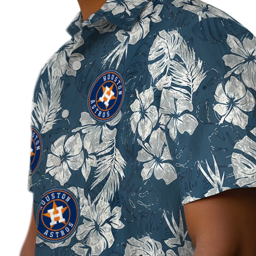 Houston Astros Hawaiian Shirt - Hibiscus Flowers | Moonbestprint