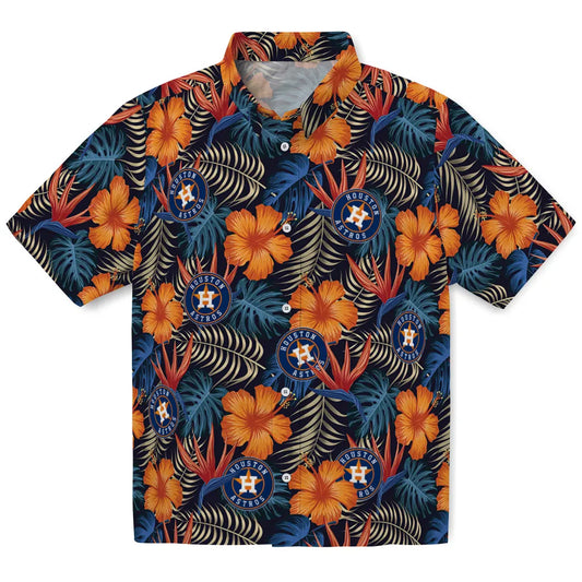 Houston Astros Hawaiian Shirt - Hibiscus Foliage | Moonbestprint