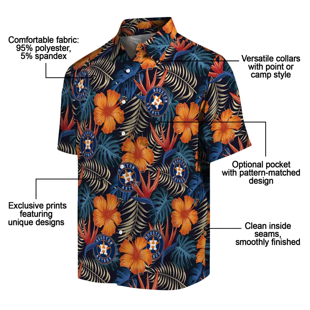 Houston Astros Hawaiian Shirt - Hibiscus Foliage | Moonbestprint