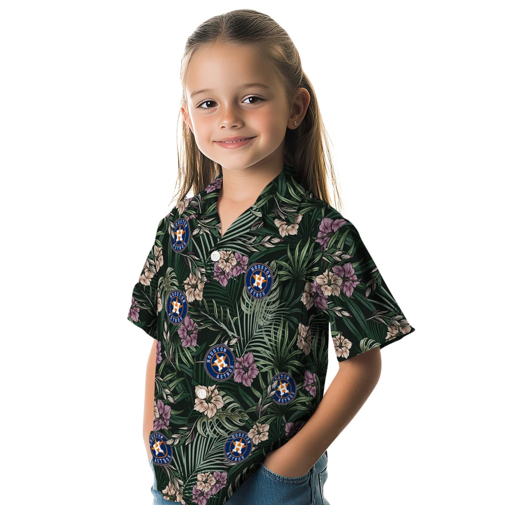 Houston Astros Hawaiian Shirt - Hibiscus Leaves Pattern | Moonbestprint