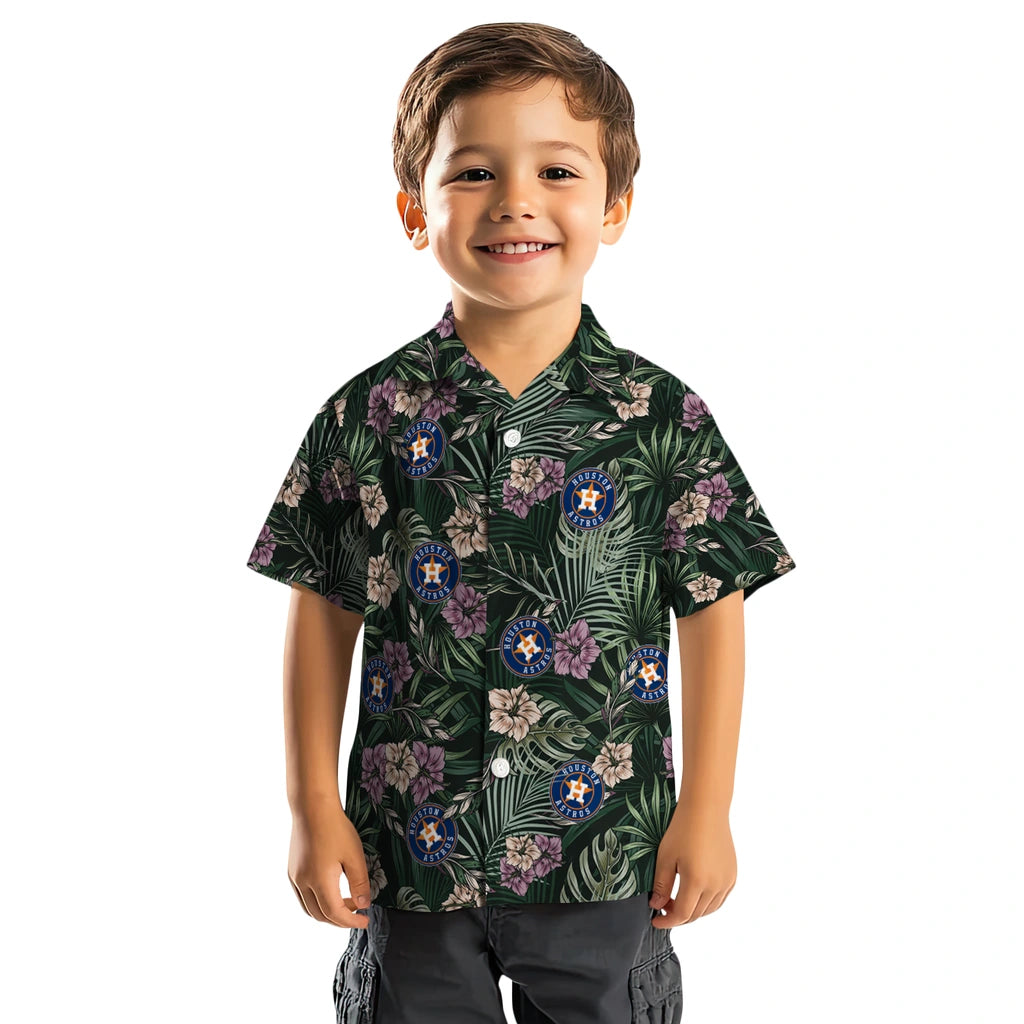 Houston Astros Hawaiian Shirt - Hibiscus Leaves Pattern | Moonbestprint