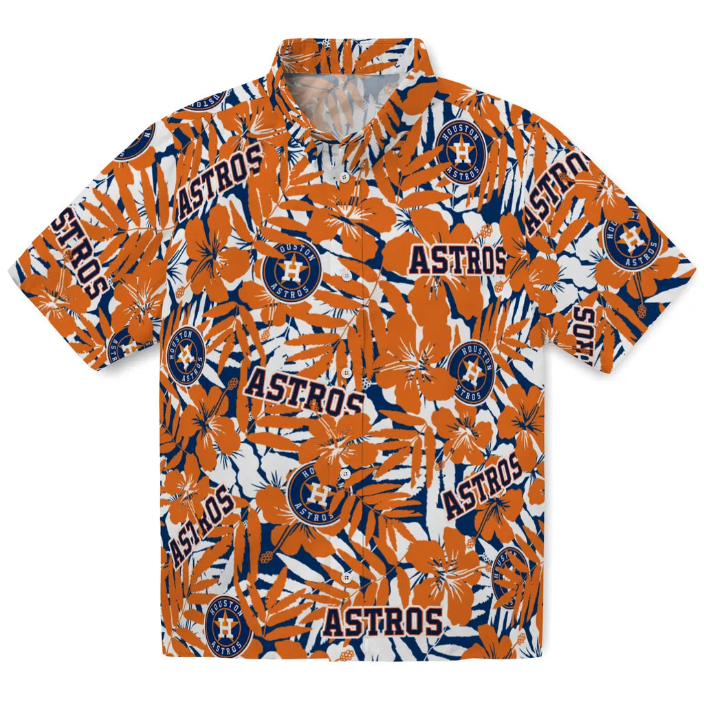 Houston Astros Hawaiian Shirt - Hibiscus Overlay | Moonbestprint