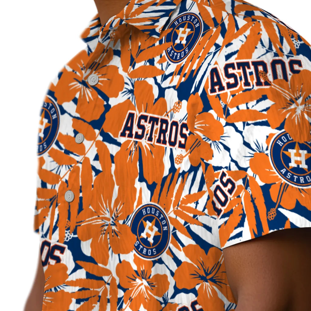 Houston Astros Hawaiian Shirt - Hibiscus Overlay | Moonbestprint