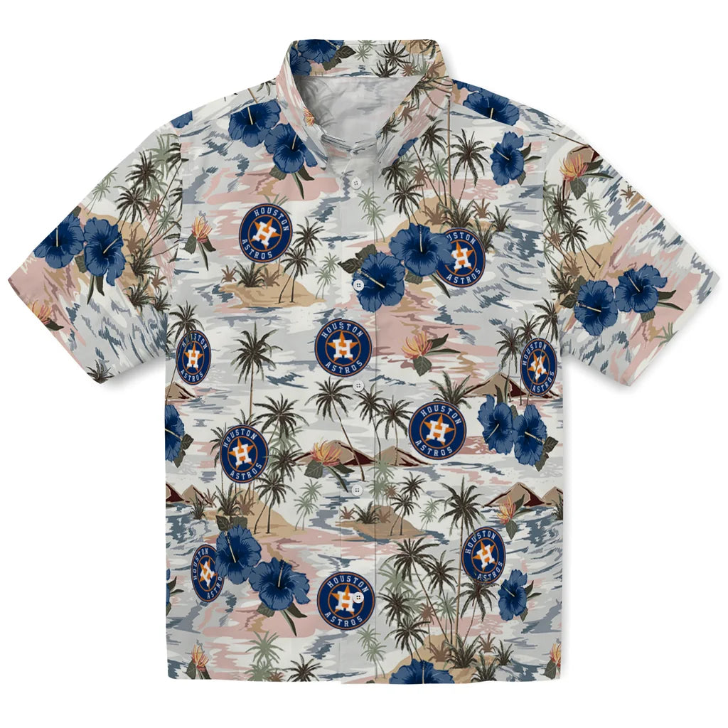 Houston Astros Hawaiian Shirt - Hibiscus Seaside | Moonbestprint