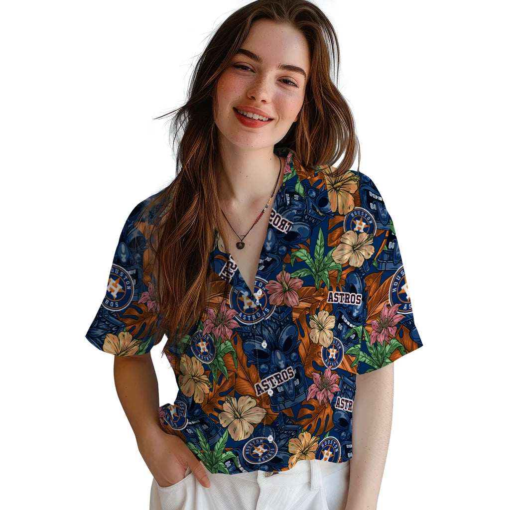 Houston Astros Hawaiian Shirt - Hibiscus Tiki Jungle | Moonbestprint