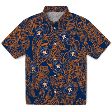 Houston Astros Hawaiian Shirt - Leaf Outline | Moonbestprint