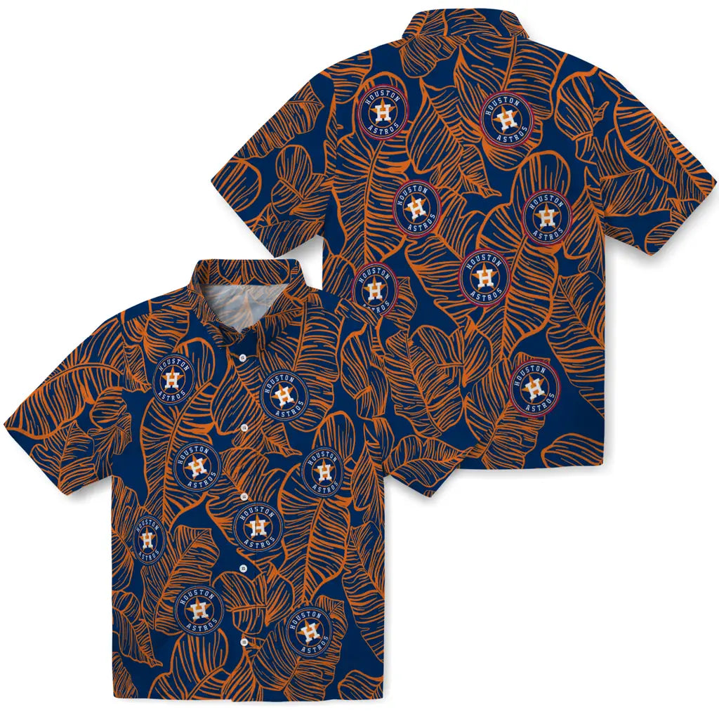 Houston Astros Hawaiian Shirt - Leaf Outline | Moonbestprint