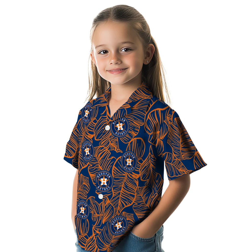 Houston Astros Hawaiian Shirt - Leaf Outline | Moonbestprint
