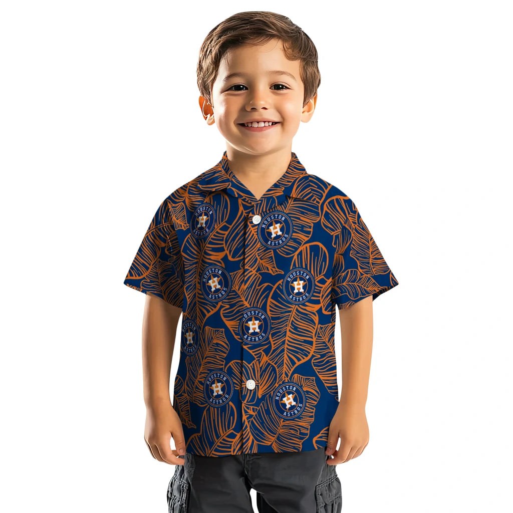 Houston Astros Hawaiian Shirt - Leaf Outline | Moonbestprint