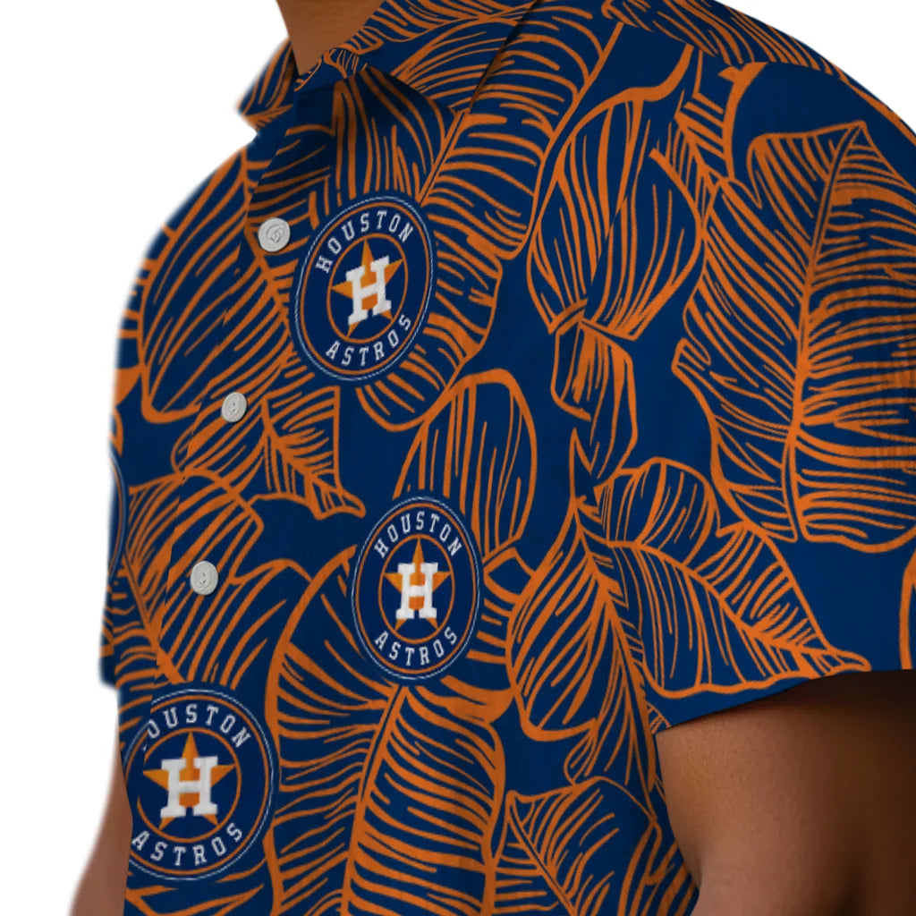 Houston Astros Hawaiian Shirt - Leaf Outline | Moonbestprint