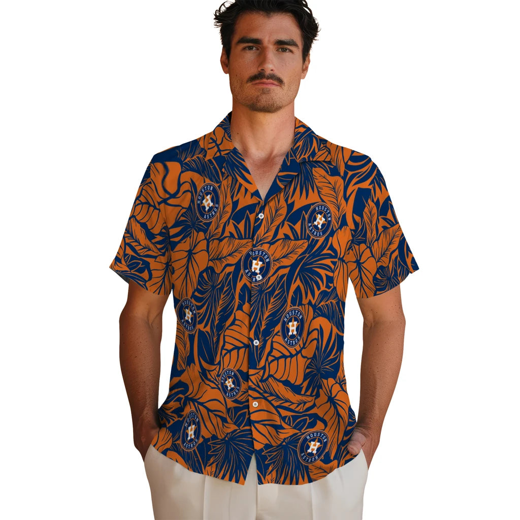 Houston Astros Hawaiian Shirt - Monstera Layer | Moonbestprint